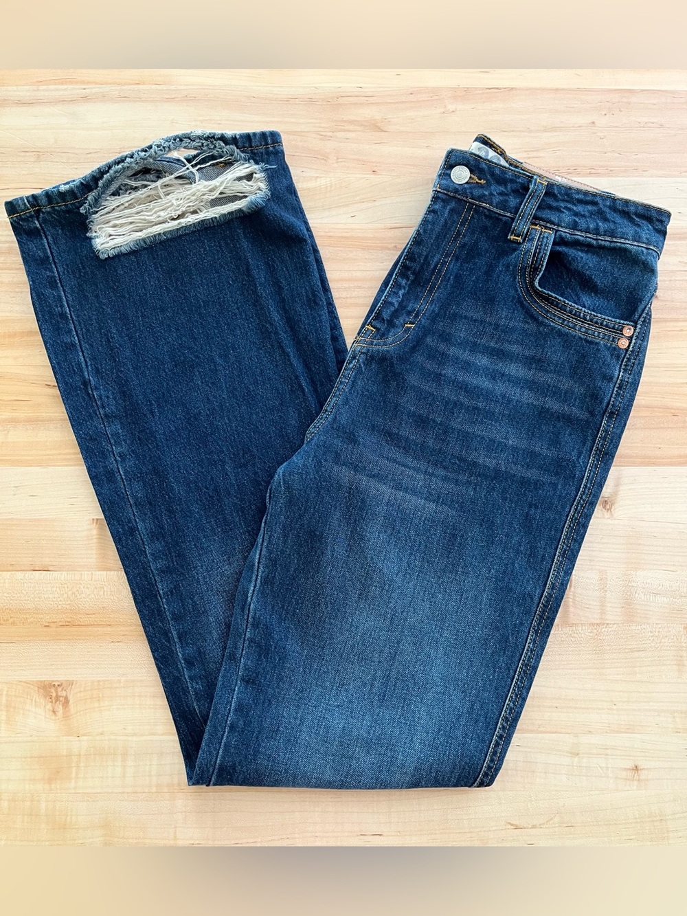 We The Free Semi Distressed Wide Leg Jeans, Sz 29